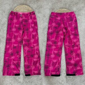 Columbia Youth Girls Ski Snowsuit Pants Winter Waterproof Print in Pink 14/16